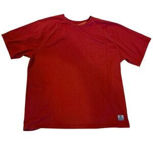 Mens Rugged Element Shirt Red Lightweight Outdoor Crew Neck Work Pocket Size XXL